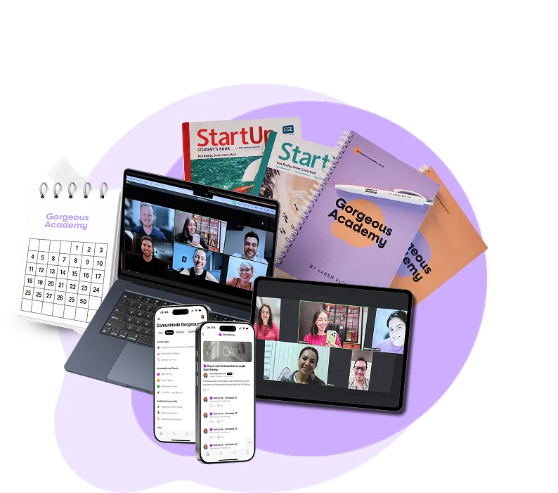O ecossistema Gorgeous Academy: aulas ao vivo, material físico, comunidade e app